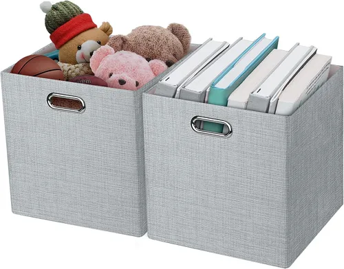 Miniatura 43 de Posprica Cubos de almacenamiento plegables, 11 x 11 x 11 pulgadas, contenedores de tela, 4 unidades, color beige