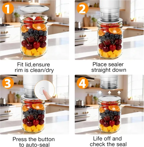Miniatura 7 de Sellador al vacío inteligente para alimentos con pantalla LED, máquina selladora al vacío de mano de succión fuerte de 65 kPa para bolsas