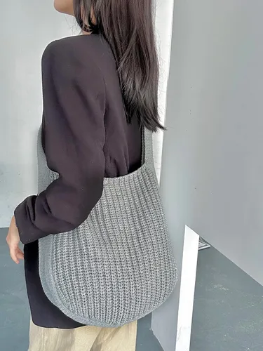 Miniatura 30 de ENBEI Bolsos de hombro para mujer Bolsos de ganchillo Bolso de punto grande Bolso de mano estético para la escuela lindo Bolsas de mano Bolsa