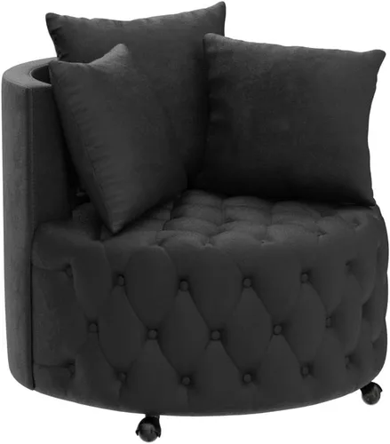 Miniatura 5 de JOYBASE Silla giratoria de barril con 3 almohadas, sillón redondo de acento, cómodo y cómodo, moderno sofá circular para sala de estar, dormitorio