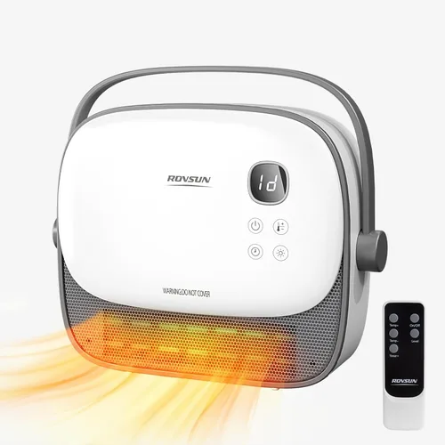 ROVSUN Calentador de espacio pequeño de pared de 1500 W con control remoto, elemento de calefacción PTC y calentamiento rápido 3S, calentador