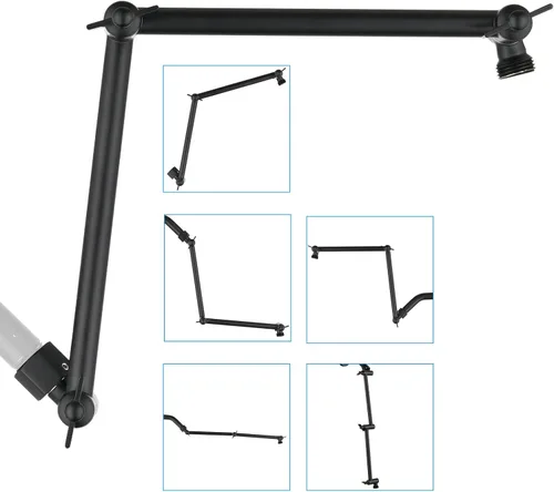 Miniatura 14 de PDPBath Brazo de extensión de cabezal de ducha de latón de 16 pulgadas, extensor de brazo de ducha ajustable en altura y ángulo flexible con juntas