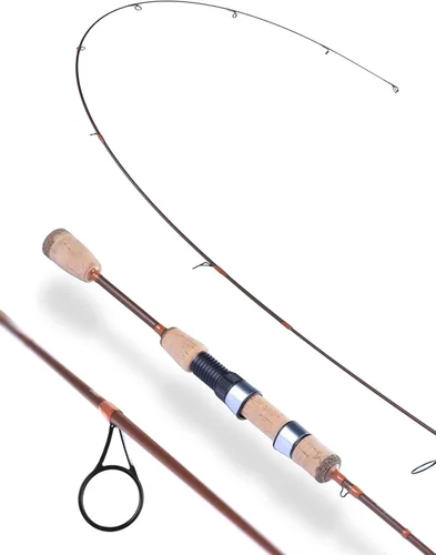 LITTMA Caña de pescar ultraligera Trout & PANFISH 2 piezas – Trucha, Crappie, Panfish Micro Spinning Cañas – Blanco de fibra de carbono marrón,