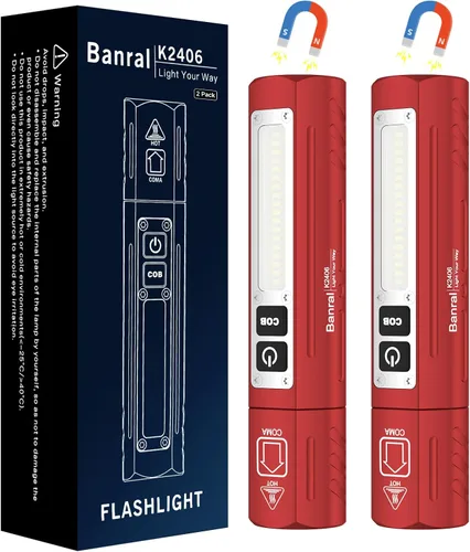Miniatura 14 de Banral Linternas tácticas recargables de alto lúmenes - Súper brillante pequeña y potente linterna LED magnética USB C, 8 modos, botón doble Azul