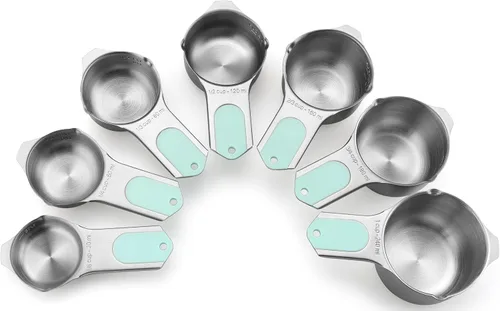 Miniatura 14 de Spring Chef Juego de 7 tazas medidoras de acero inoxidable con boquilla de vertido, herramientas de cocina anidables con marcas de fácil lectura