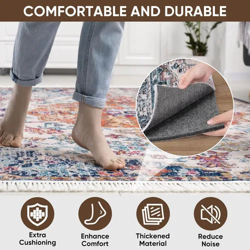 Miniatura 8 de BALEINE Almohadillas antideslizantes de fieltro para alfombra, extra grandes de 0.25 pulgadas de grosor con respaldo de fieltro y goma, almohadilla