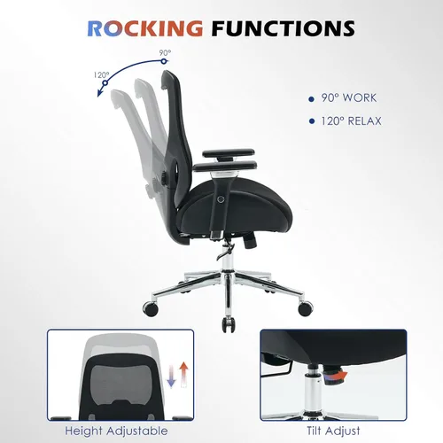 Miniatura 5 de BOSMILLER Silla de oficina grande y alta de 700 libras con cojín de asiento ancho y grueso para sentarse todo el día, silla de escritorio ergonómica