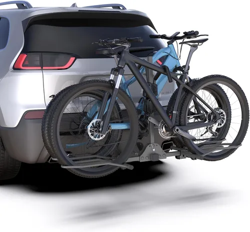 Miniatura 10 de Soporte para bicicleta eléctrica para 2 bicicletas, soporte para bicicletas de montaje en enganche de alta resistencia de 200 libras, sin marco