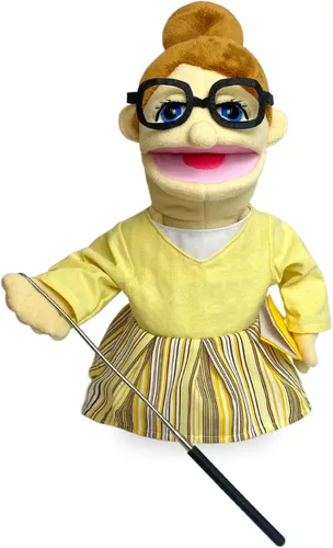 Miniatura 16 de Marionetas de 40,6 cm de títere entriloquista, marionetas de mano para niños, marionetas de chef de peluche para adultos con boca extraíble