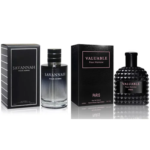 Miniatura 32 de Set de regalo de perfume para hombre, EDP, paquete de 2 (3.4 oz / 3.4 fl oz cada uno), Amazing Code Gold, AQUA DE EP BLUE, ámbar picante y azul
