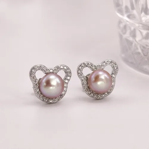 Miniatura 5 de Aretes de perlas de Mickey para mujer, plata de ley S925 y circón, perlas cultivadas de agua dulce, regalos de joyería de Mickey Mouse para mamá