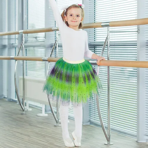 Miniatura 4 de Simplicity Vestido de ballet de princesa de tul de 4 capas con falda tutú arcoíris para bebé niña, Arco iris