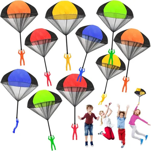 Juuxncgv Paquete de 10 juguetes de paracaídas, paracaídas de juguete sin enredos, juguetes voladores para niños, regalos (5 colores)