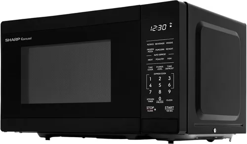 Miniatura 8 de SHARP Horno microondas compacto de encimera con plato giratorio de carrusel extraíble de 10 pulgadas, 700 vatios, 0.7 pies cúbicos, negro