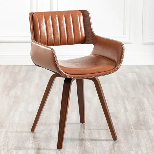 Miniatura 17 de LUNLING Sillas de comedor giratorias de piel sintética con acento, sillas modernas de mediados de siglo con patas de madera/reposabrazos/asiento
