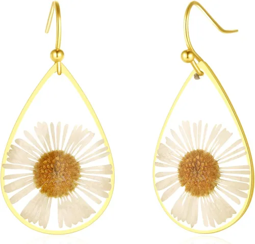 Miniatura 76 de Forget-Me-Not and Queen Anne's Lace Pressed Wildflower Earrings Pressed Flower Earrings Handmade Drop and Dangle Earrings Gift for Woman