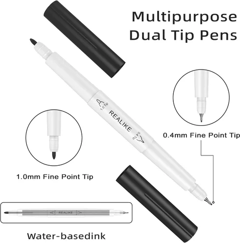 Miniatura 4 de REALIKE Bolígrafos de doble punta compatibles con Cricut Maker 3/Maker 4/Maker/Explore 3/4/Air 2/Air, juego de 7 rotuladores de doble punta fina