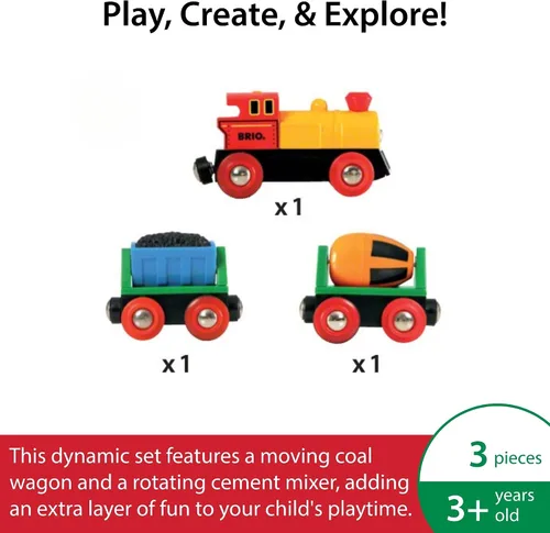 Miniatura 2 de BRIO World - Tren de acción con pilas, motorizado para pistas de madera, juego eléctrico para niños, incluye carro de carbón móvil y mezclador