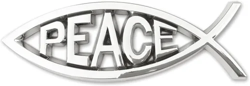 Miniatura 10 de Emblemas cristianos de Jesús en forma de pez para coche - Emblema de pez plateado cromado para coche, camioneta, distintivo, calcomanía