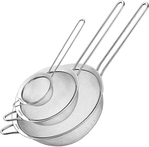 Cuisinart, Coladores de malla, coladores de malla de acero inoxidable para cocina, juego de coladores de cocina de malla fina para tamizar, colar y