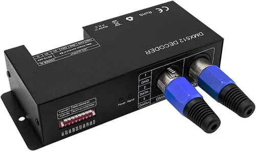 Controlador LED DMX de alta potencia Controlador LED DMX 512 Decodificador Regulador DC12V-24V para tira LED RGB o luces (4 canales)