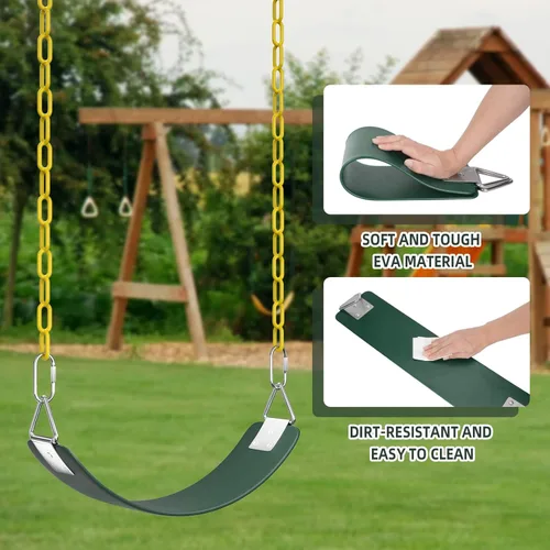 Miniatura 7 de AGPTEK Cubo de columpio resistente con cuerda ajustable, forma linda, capacidad de 250 libras y 150 libras, color verde Green-2