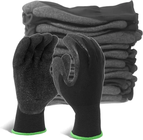 Miniatura 17 de Evridwear Guantes de trabajo de seguridad con recubrimiento de goma de látex arrugado aplicado a mano para hombres y mujeres, uso general múltiple