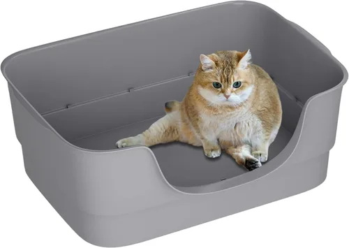 Miniatura 9 de Caja de arena extra grande para gatos grandes, lados altos y diseño de entrada baja, 23.43 x 16.73 x 8.46 pulgadas, espacioso inodoro antiderrames
