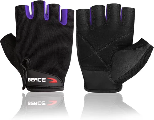 Miniatura 12 de Guantes de gimnasio BEACE para levantamiento de pesas, con palma de piel antideslizante para entrenamiento, fitness y culturismo para hombres