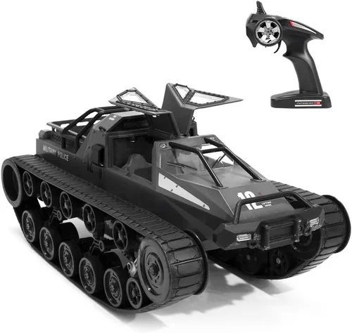 Miniatura 11 de GoolRC Auto tanque a control remoto, escala 1/12, tanque de control remoto de 2.4 GHz, vehículo militar giratorio todoterreno con batería Verde