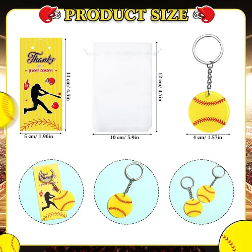 Miniatura 2 de Huquary 30 Sets Suministros de Fiesta de Equipo Deportivo Llaveros de Nombre Acrílicos DIY Llaveros de Fútbol Softbol Béisbol Regalo para Fiesta