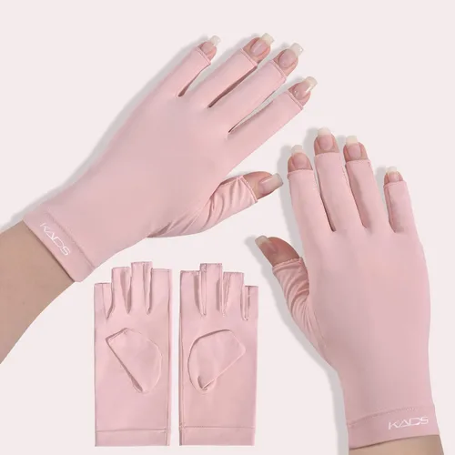 KADS Guantes UV para lámpara de uñas, guantes profesionales de protección UV UPF100+, guantes sin dedos, protegen la piel del sol y la lámpara de