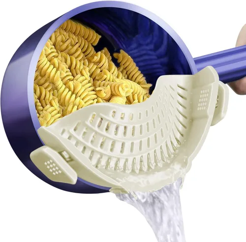 Miniatura 19 de AUOON - Colador grande con clip para todas las ollas y sartenes, colador de silicona de gran tamaño, diseño familiar, colador de pasta, colador