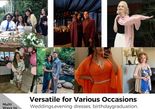 Miniatura 7 de Chales de gasa para novia, boda, fiesta, vestido de noche y vestidos para ocasiones especiales