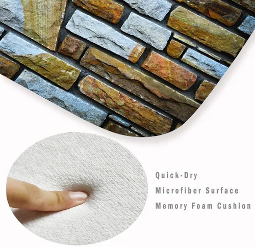 Miniatura 4 de Alfombra antideslizante de espuma de esponja de pelo bajo para puerta de baño, alfombras separadas a prueba de deslizamiento, alfombra de ilusión