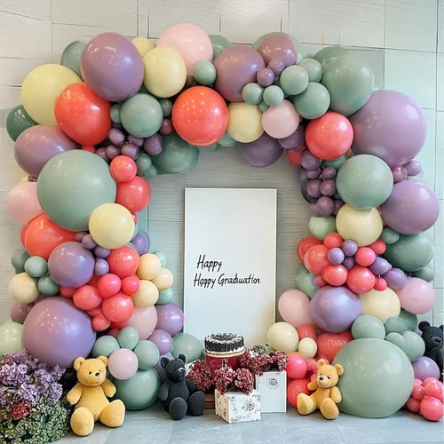 Miniatura 15 de Kit de Arco de Globos Azul Polvoriento Dorado, Kit de Arco de Globos Pastel de Doble Relleno Azul Claro Azul Oscuro Mezclilla Azul Pálido con Globos