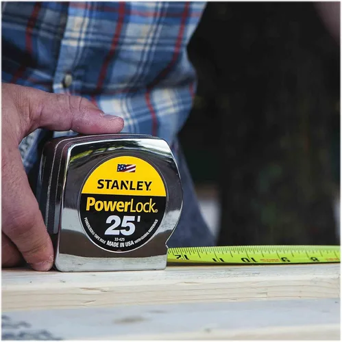 Miniatura 4 de Stanley 33425 Powerlock II Cinta Métrica de Retorno Automático, 1 pulgada x 25 pies, Cromo/Amarillo