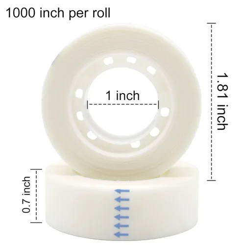 Miniatura 2 de OWLKELA - 12 rollos de cintas invisibles de 0.7 x 1000 pulgadas, cinta invisible con acabado mate, cinta translúcida empañada ideal para corrección