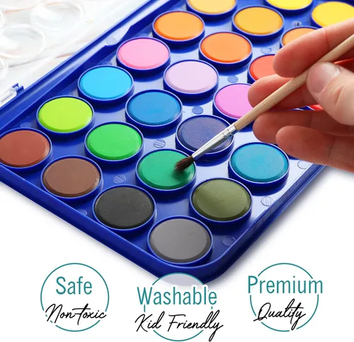 Miniatura 3 de Juego de 2 pinturas de acuarela, 12 colores vivos, incluye paleta de mezcla de acuarela y 2 pinceles, perfecto para artistas, pintores