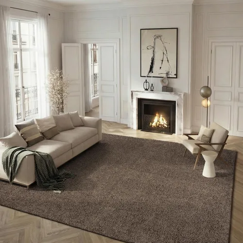 SAFAVIEH Alfombra de Área 10x14 - Colección Athens Shag - Grande - Taupe, No Desprende Pelusa y Fácil de Limpiar, Ideal para Sala de Estar,