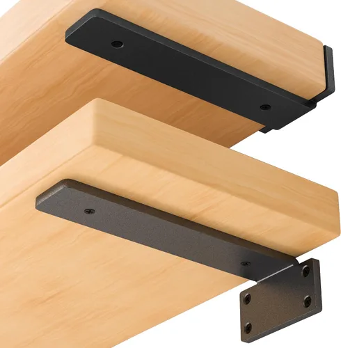 Miniatura 10 de Paquete de 4 soportes flotantes para estantes de 4 pulgadas, soportes ocultos en L resistentes, soportes de estante industriales rústicos