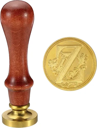 PATIKIL Sello de cera del alfabeto Z, sello de cera de sellado de letra inicial, clásico retro, cabeza de latón extraíble, mango de madera para