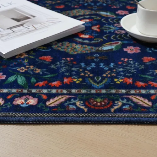 Miniatura 7 de Rugcomf Tapete de pasillo, lavable, de cocina, 2 x 10 pies, para entrada, interior, floral, antideslizante, suave, lavandería, dormitorio, baño, azul