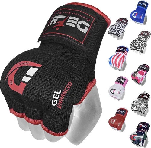 DEFY Guantes interiores acolchados con correa larga de 75 cm – Guantes de boxeo con protección de nudillos interiores con gel – Vendas elásticas
