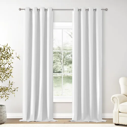 Miniatura 127 de ChrisDowa Cortinas 100% Opacas de Abedul Sólido de 45 Pulgadas de Largo, 2 Paneles para Dormitorio y Sala de Estar, Estilo Granja Oscurecedoras