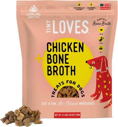 Miniatura 10 de Farmland Traditions Tiny Loves Premios de Entrenamiento de Cecina para Perros con Caldo de Huesos (Carne de Res, 32 oz.)