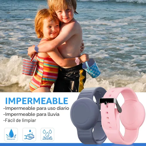 Miniatura 2 de Pulsera impermeable compatible con funda Airtag para niños (paquete de 2), pulsera de silicona suave oculta, rastreador GPS ligero compatible