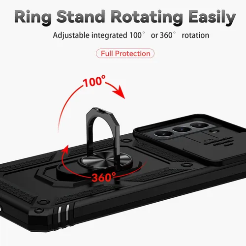 Miniatura 3 de Funda para Galaxy S21 FE 5G, con cubierta para lente de cámara, protector de pantalla HD, [grado militar] anillo de montaje en coche con soporte a