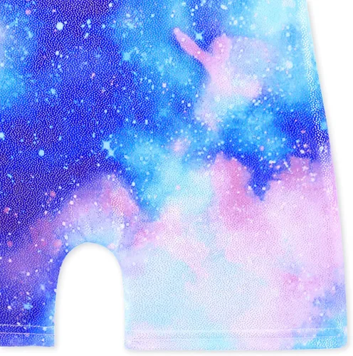 Miniatura 18 de HOZIY - Leotardos de gimnasia con pantalones cortos brillantes para niñas pequeñas; estampados de unicornio, aurora, arco iris, sirena, dinosaurio