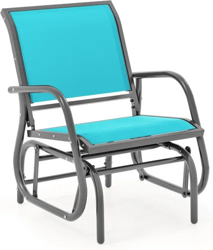 Miniatura 10 de Giantex Silla columpio con marco de metal de estudio, cómoda silla de patio para jardín, porche, patio trasero, piscina, mecedora al aire libre